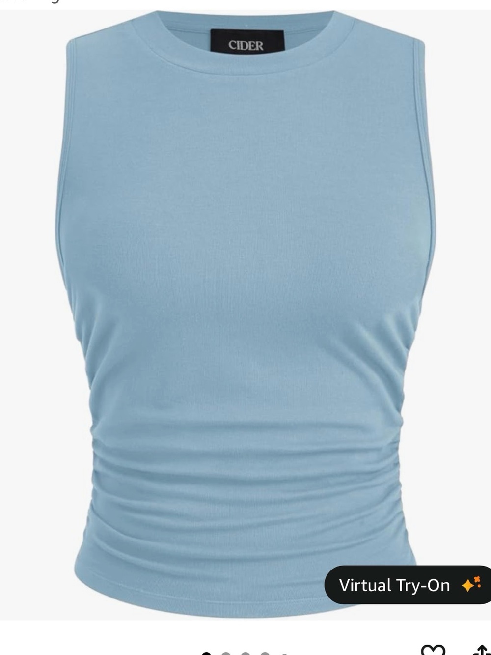 2 for $10 sale: Cider light blue high neck tank top with ruched sides - S - Picture 1 of 8